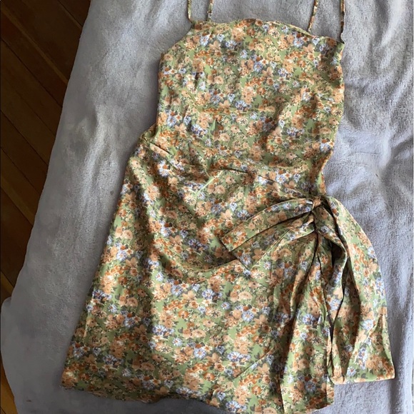 Floral Sage Colored Mini Dress - Picture 2 of 5